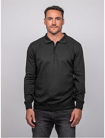 Pull polo manches longues col zippé linetox