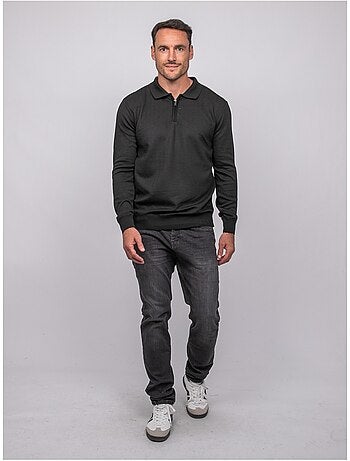 Pull polo manches longues col zippé linetox