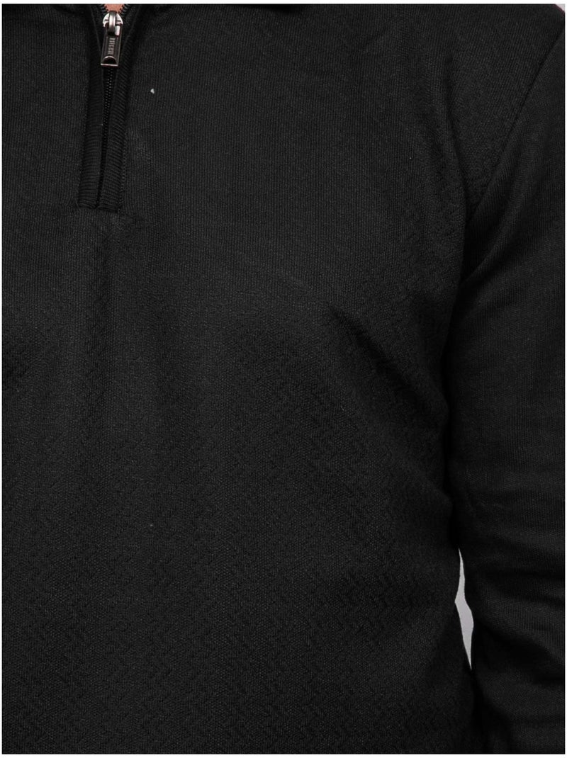 Pull polo manches longues col zippé linetox Noir - Kiabi