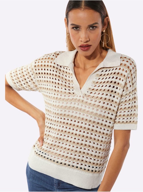 Pull Polo Mélange De Lyocell Et De Viscose De Qualité - Taille Standard - helline - Kiabi