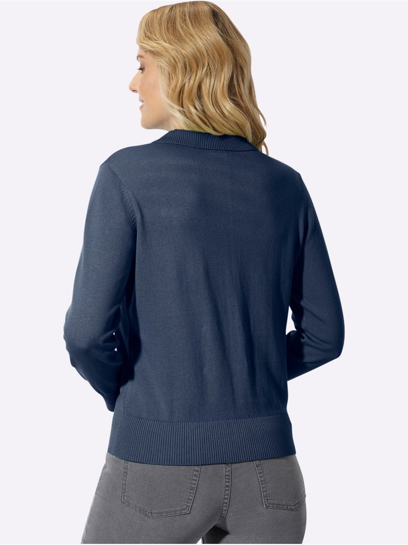 Pull polo pur coton - taille standard - moda vilona Bleu foncé - Kiabi