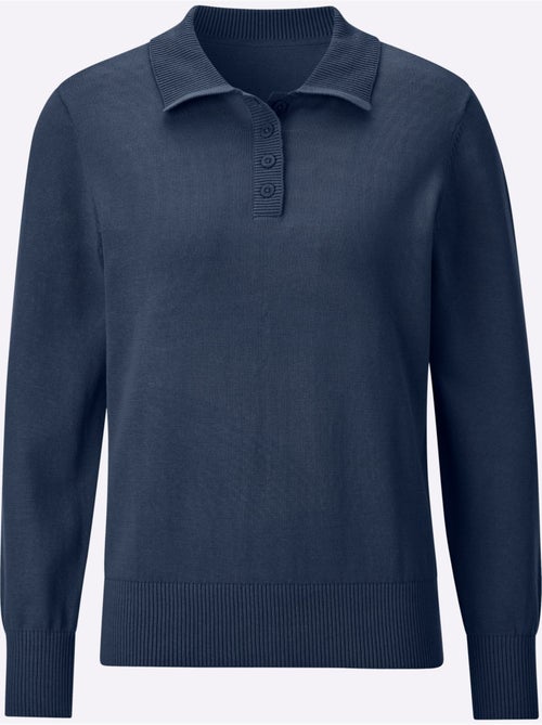 Pull polo pur coton - taille standard - moda vilona - Kiabi Pull polo pur coton - taille standard - moda vilona - Kiabi