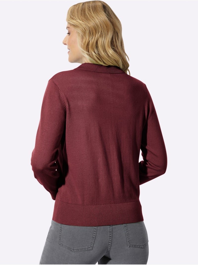 Pull polo pur coton - taille standard - moda vilona Bordeaux - Kiabi
