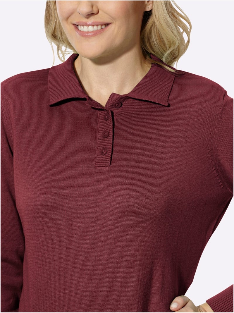 Pull polo pur coton - taille standard - moda vilona Bordeaux - Kiabi