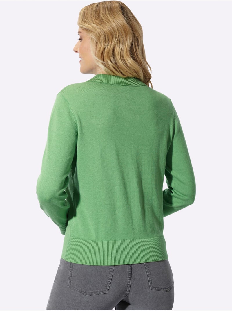 Pull polo pur coton - taille standard - moda vilona Vert clair - Kiabi