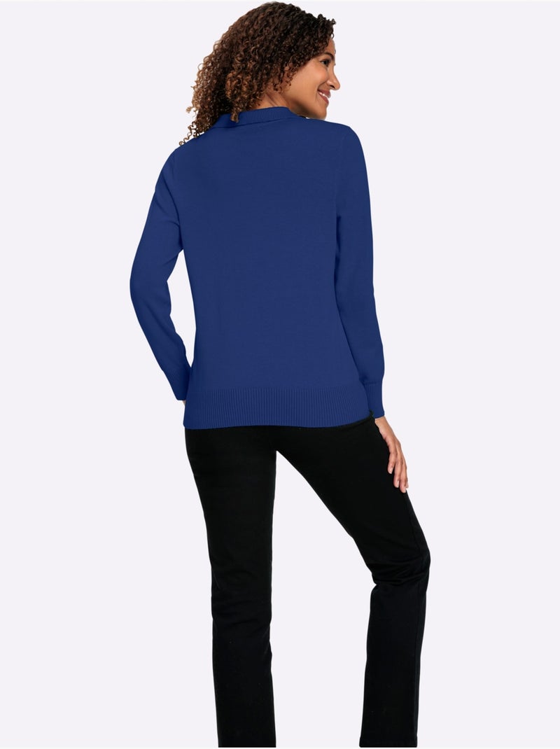 Pull polo pur coton - taille standard - witt Bleu roi - Kiabi