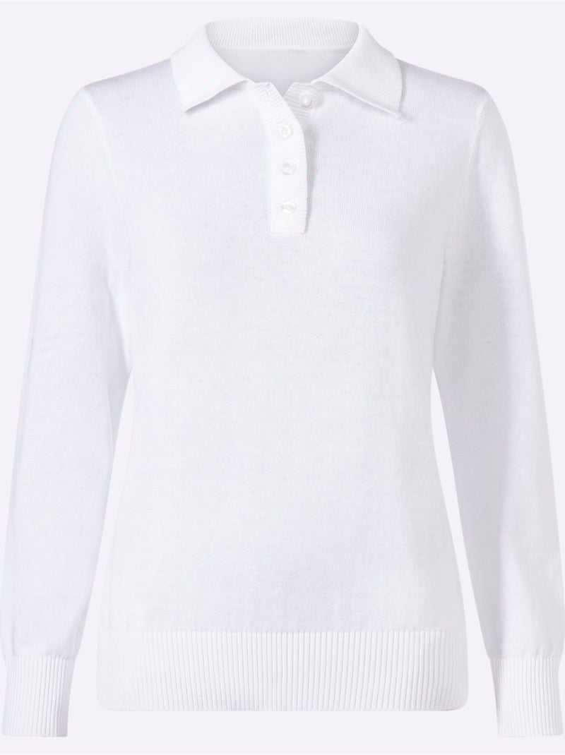 Pull polo pur coton - taille standard - witt Ecru - Kiabi