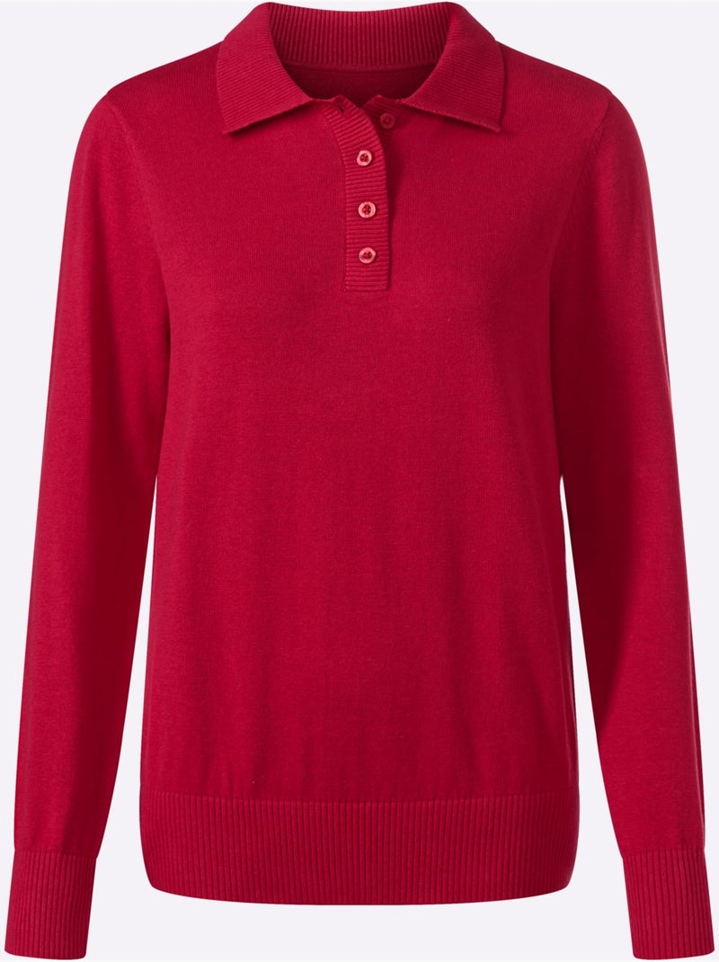 Pull polo pur coton - taille standard - witt Rouge - Kiabi