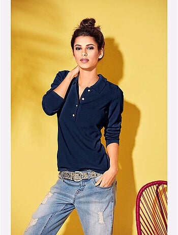 Pull Polo Style Polo Classique Avec Patte De Boutonnage Et Boutons - Taille Standard - Helline