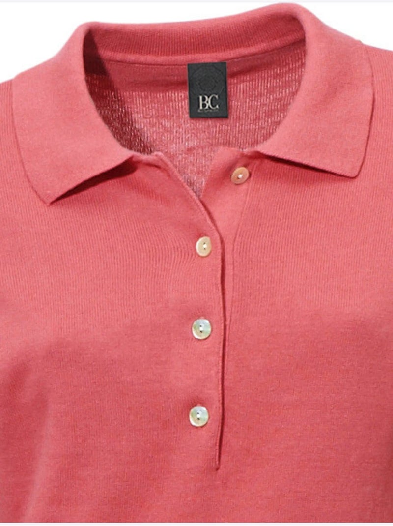 Pull Polo Style Polo Classique Avec Patte De Boutonnage Et Boutons - Taille Standard - Helline Corail - Kiabi