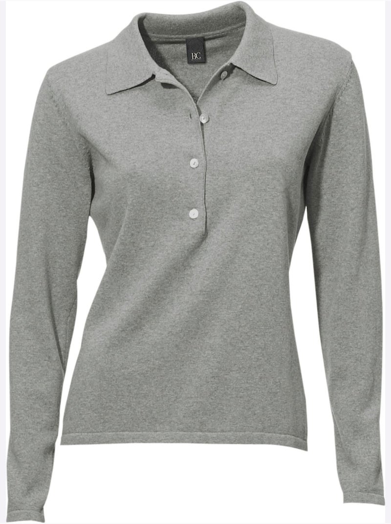 Pull Polo Style Polo Classique Avec Patte De Boutonnage Et Boutons - Taille Standard - Helline Gris chiné - Kiabi