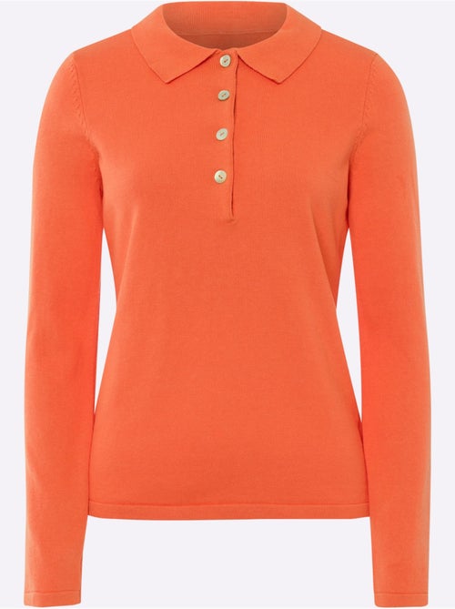 Pull Polo Style Polo Classique Avec Patte De Boutonnage Et Boutons - Taille Standard - helline - Kiabi