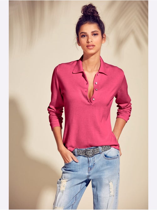 Pull Polo Style Polo Classique Avec Patte De Boutonnage Et Boutons - Taille Standard - helline - Kiabi