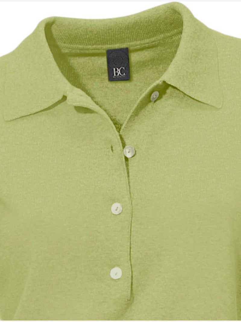 Pull Polo Style Polo Classique Avec Patte De Boutonnage Et Boutons - Taille Standard - Helline Vert kiwi - Kiabi