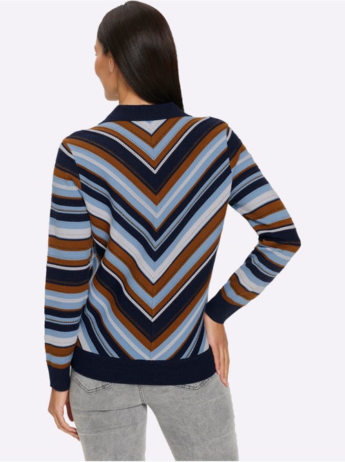 Pull Polo Tricot Ajouré - Taille Standard - Helline - Kiabi Pull Polo Tricot Ajouré - Taille Standard - Helline - Kiabi