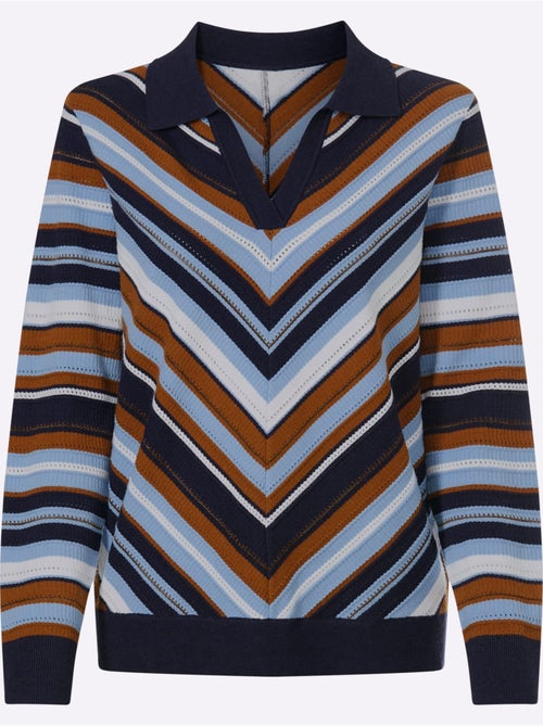 Pull Polo Tricot Ajouré - Taille Standard - Helline - Kiabi Pull Polo Tricot Ajouré - Taille Standard - Helline - Kiabi