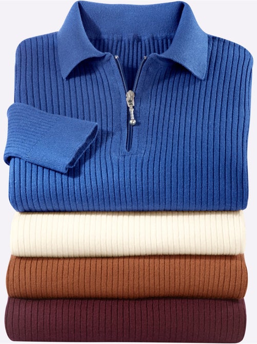Pull Polo Viscose Douce Et Fluide - Taille Standard - Witt - Kiabi Pull Polo Viscose Douce Et Fluide - Taille Standard - Witt - Kiabi