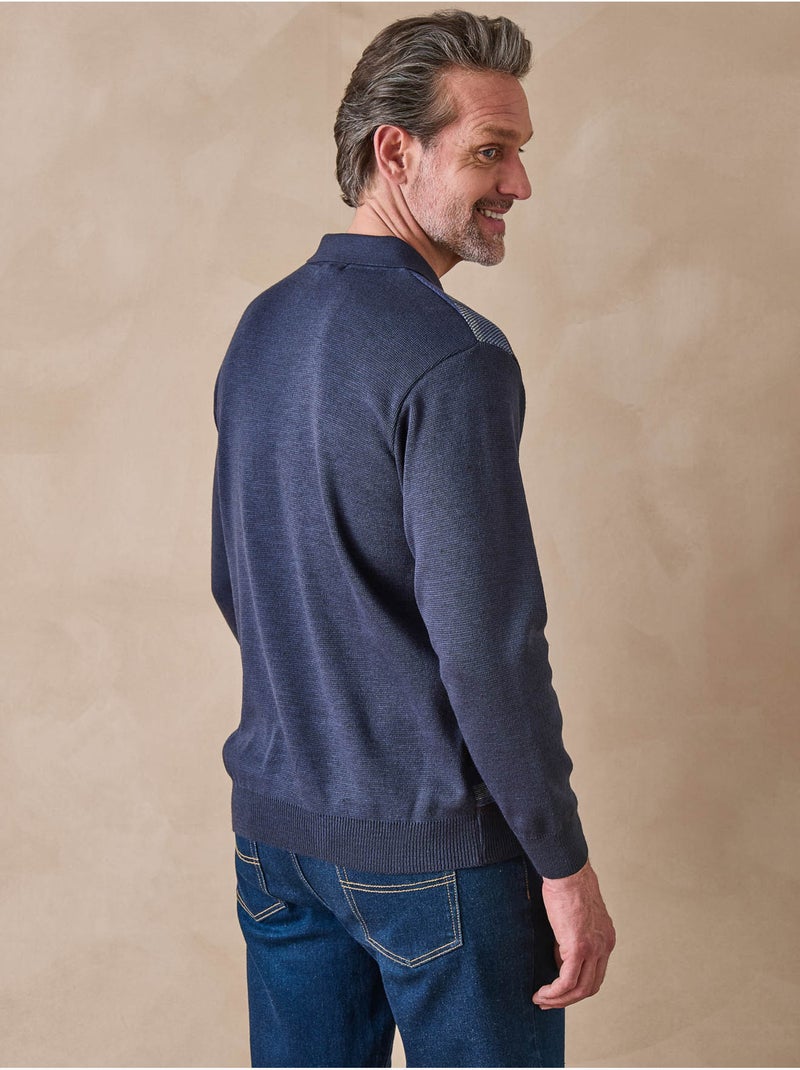 Pull polo zippé homme - DAXON Bleu - Kiabi