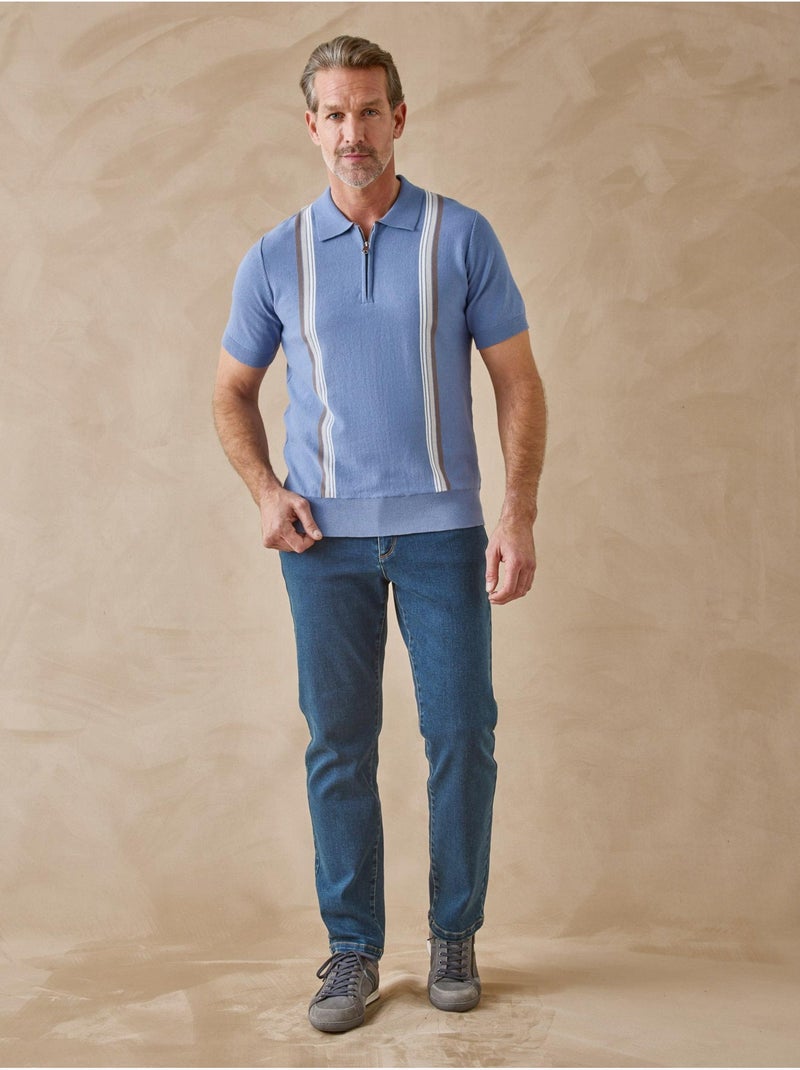 Pull polo zippé homme - DAXON Bleu - Kiabi