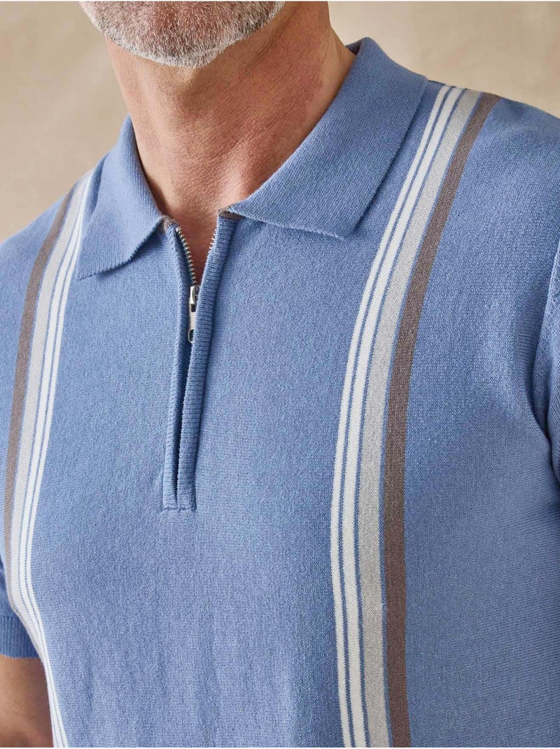 Pull polo zippé homme - DAXON Bleu - Kiabi