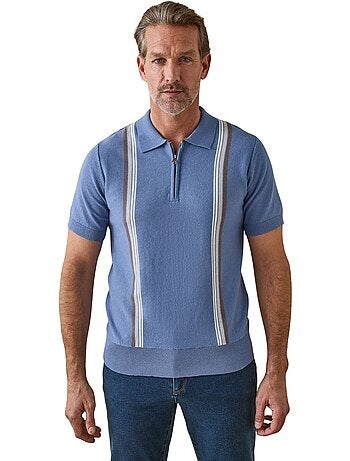 Pull polo zippé homme