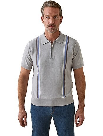Pull polo zippé homme