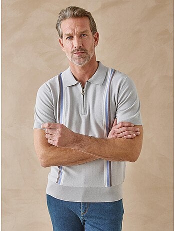 Pull polo zippé homme