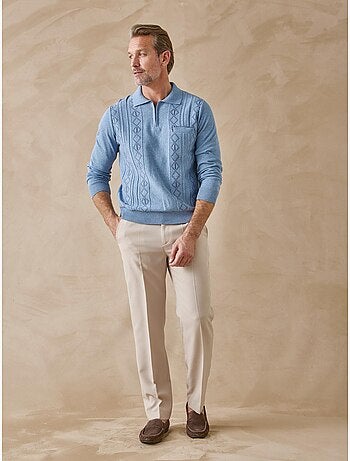 Pull polo zippé jacquard homme - DAXON