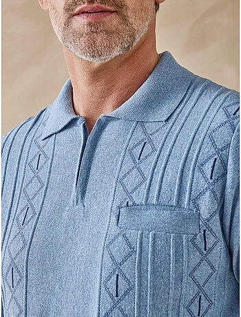 Pull polo zippé jacquard homme - DAXON