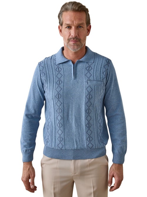 Pull polo zippé jacquard homme - DAXON - Kiabi