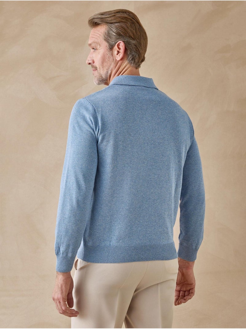 Pull polo zippé jacquard homme - DAXON Bleu - Kiabi