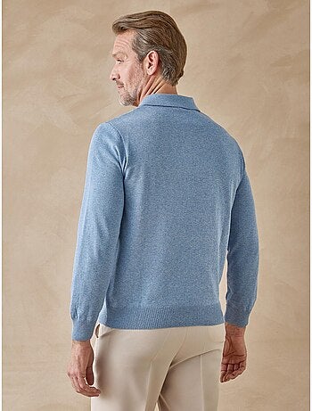 Pull polo zippé jacquard homme