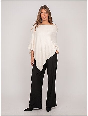 Pull poncho asymétrique maille fine kuvene