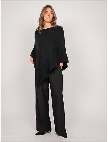 Pull poncho asymétrique maille fine kuvene