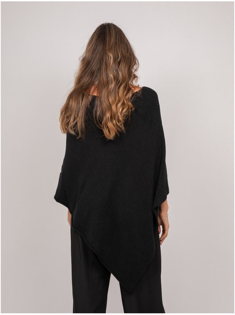 Pull poncho asymétrique maille fine kuvene Noir - Kiabi