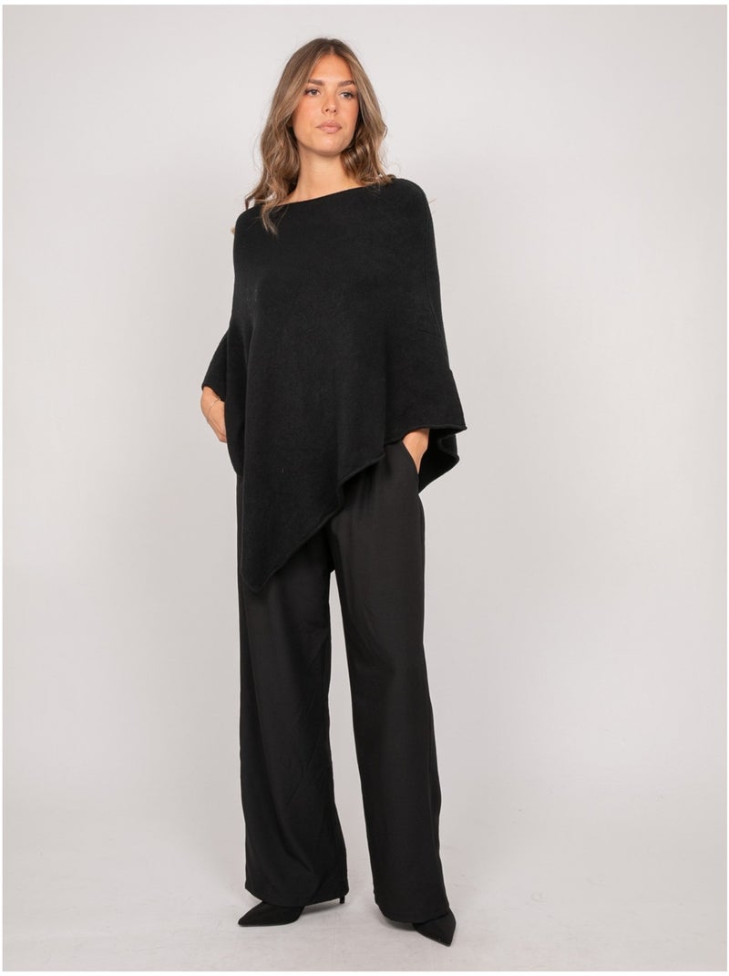 Pull poncho asymétrique maille fine kuvene Noir - Kiabi