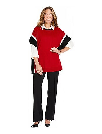 Pull poncho uni long col rond