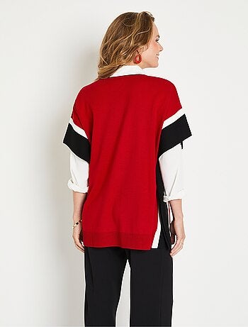 Pull poncho uni long col rond