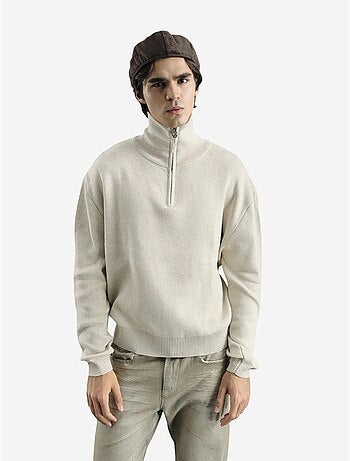 Pull pour homme en maille côtelée avec col zippé giesto