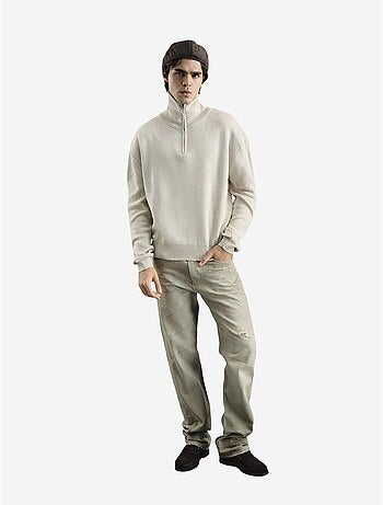 Pull pour homme en maille côtelée avec col zippé giesto
