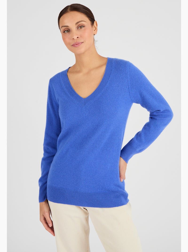 Pull pur cachemire - Damart Bleu - Kiabi