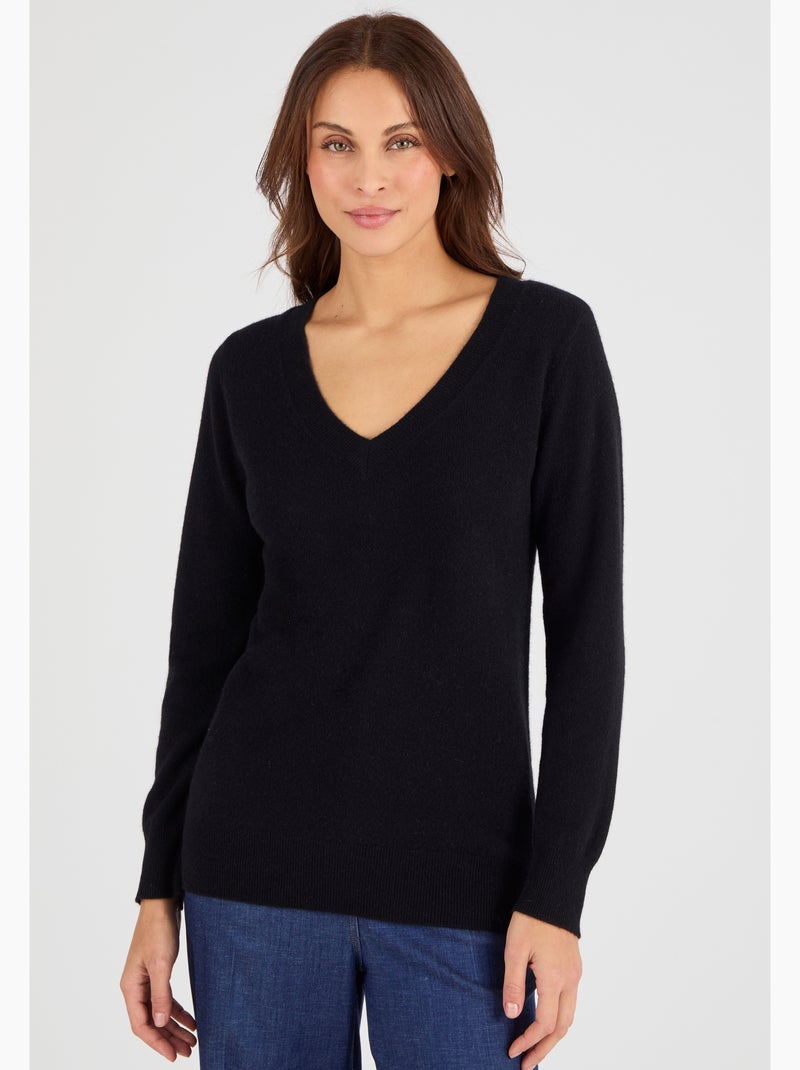 Pull pur cachemire - damart Noir mat - Kiabi