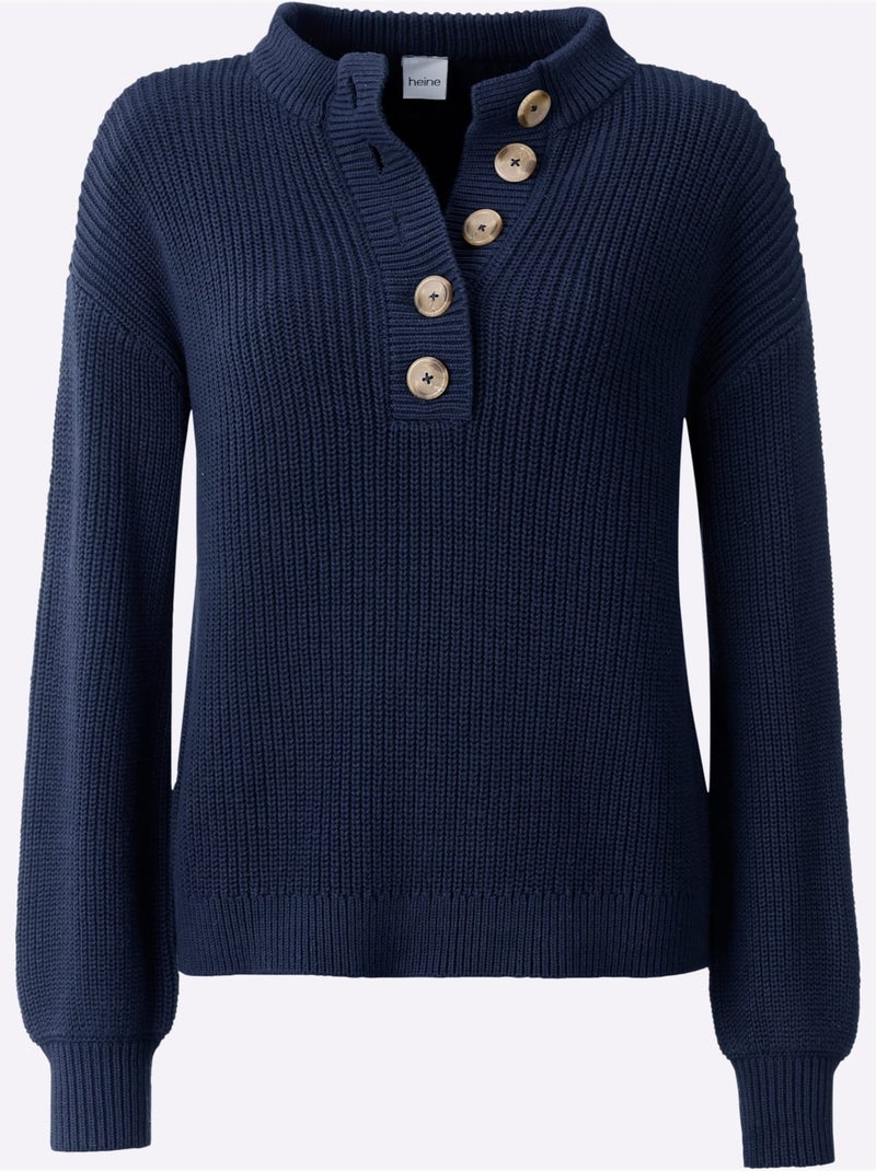 Pull pur coton - taille standard - helline Bleu marine - Kiabi