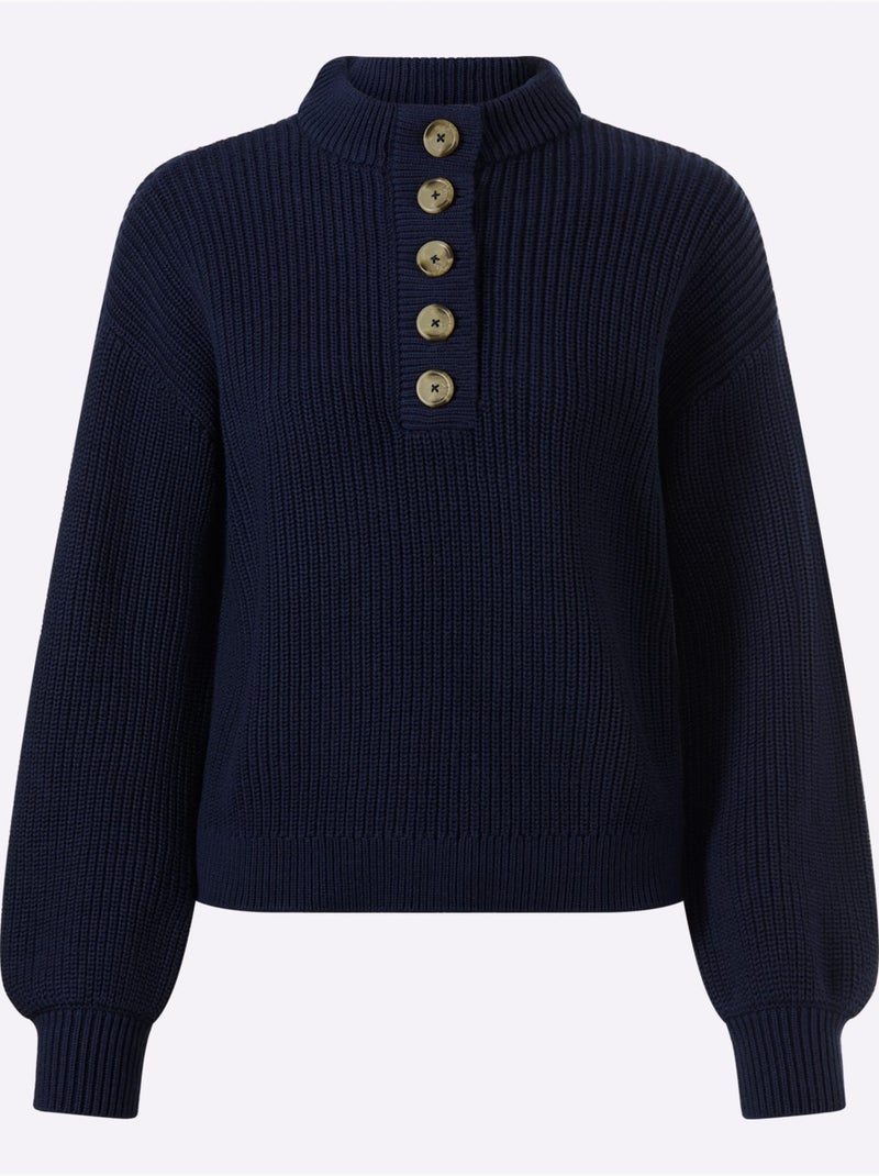 Pull pur coton - taille standard - helline Bleu marine - Kiabi