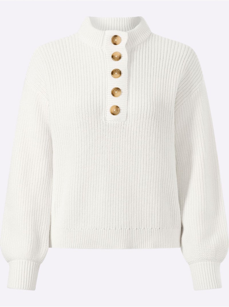 Pull pur coton - taille standard - helline Ecru - Kiabi