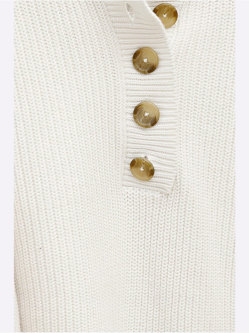 Pull pur coton - taille standard - helline Ecru - Kiabi