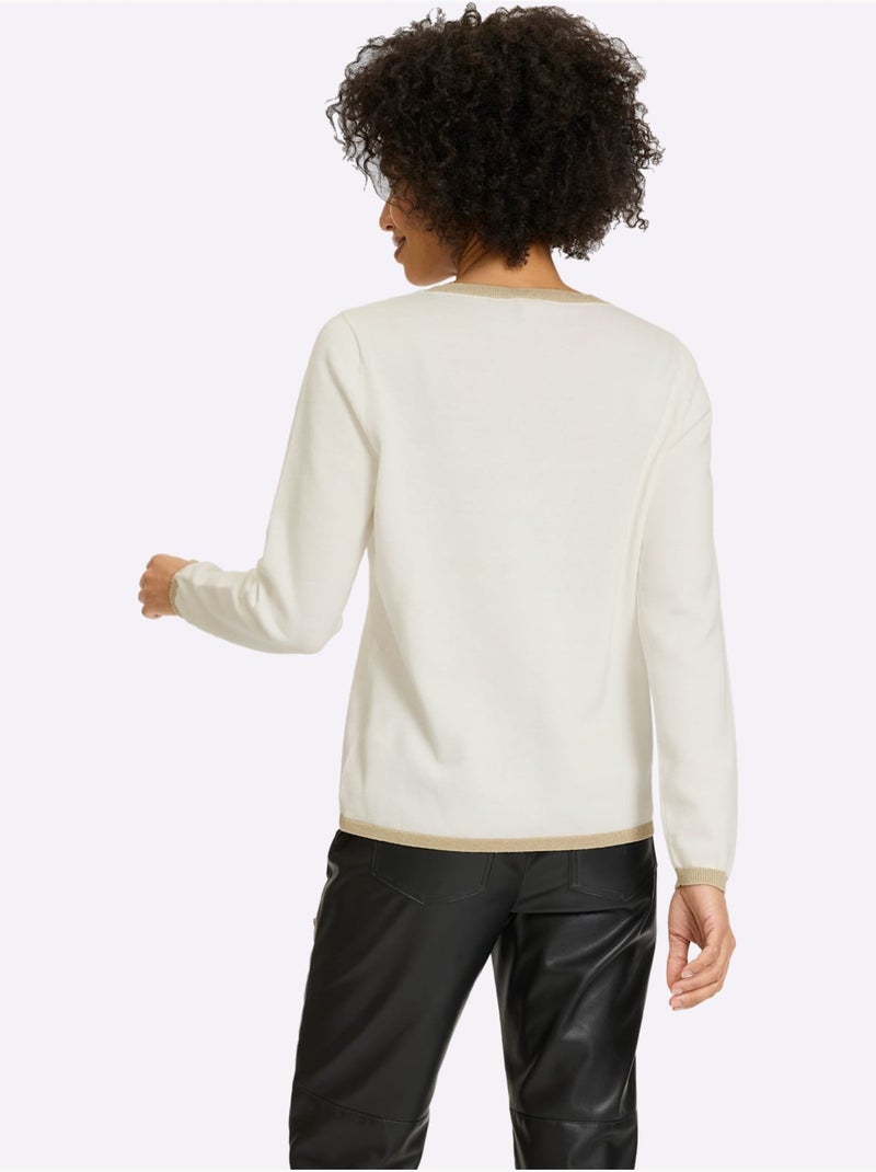Pull Pur Coton - Taille Standard - Helline Ecru - Kiabi