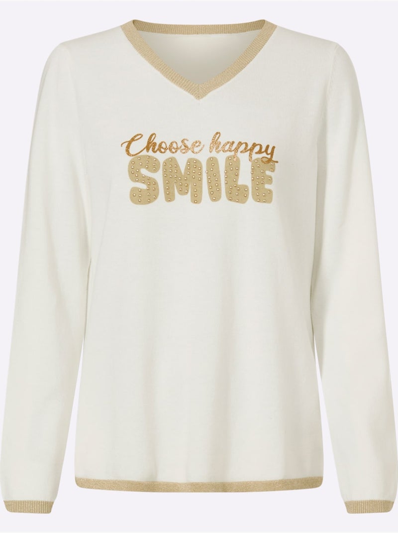 Pull Pur Coton - Taille Standard - Helline Ecru - Kiabi