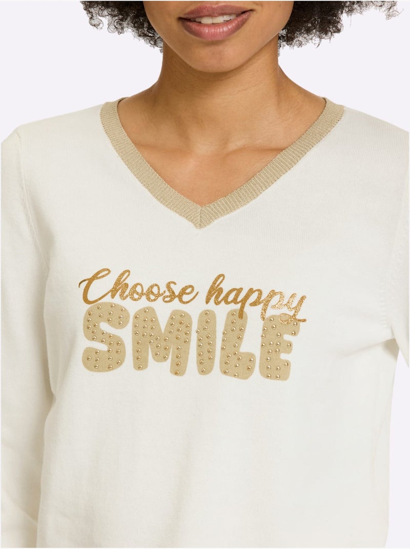 Pull Pur Coton - Taille Standard - Helline Ecru - Kiabi