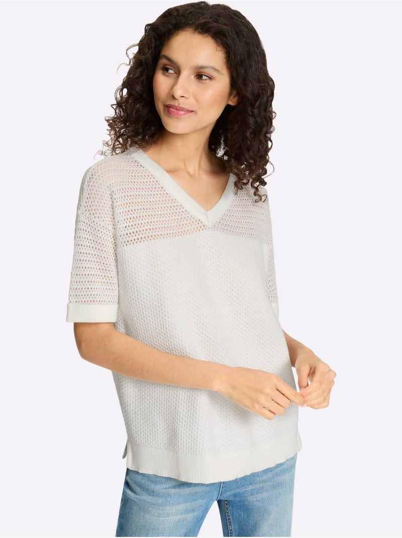 Pull Pur Coton - Taille Standard - Helline Ecru - Kiabi